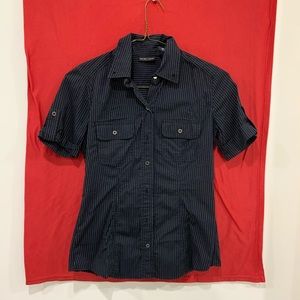 Black Shirt with White Stripes